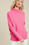 Slouch Neck Dolman Sleeved Pullover || Pink