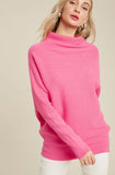 Slouch Neck Dolman Sleeved Pullover || Pink