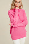 Slouch Neck Dolman Sleeved Pullover || Pink