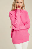 Slouch Neck Dolman Sleeved Pullover || Pink