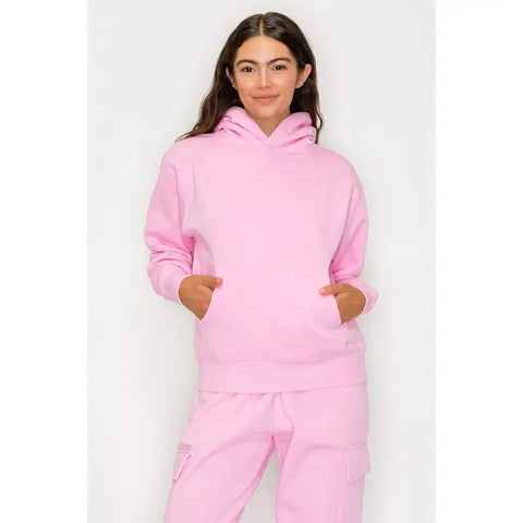 Pullover Fleece Hoodie || Pink