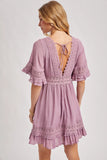 V-Neck Lace Dress || Rose