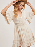 V-Neck Lace Dress || Shell