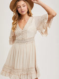 V-Neck Lace Dress || Shell