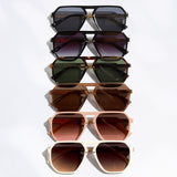 Geometric Shape Thin Frame Sunglasses || Select Colour