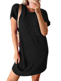 Short Sleeve T-Shirt Dress || Black