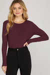 Ribbed Knit Bodysuit || Plum