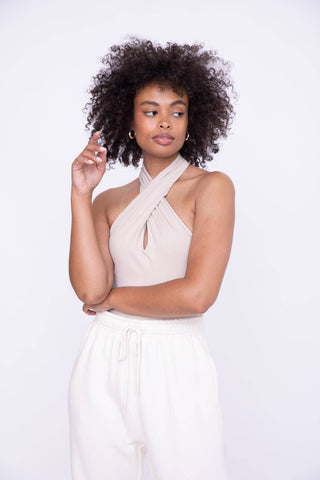 Crisscross Halter Bodysuit || Peony